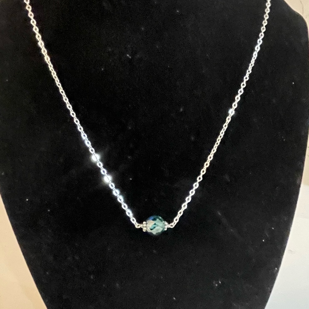 Genuine 4.45 CT Blue Diamond Bead Pendant Necklace
